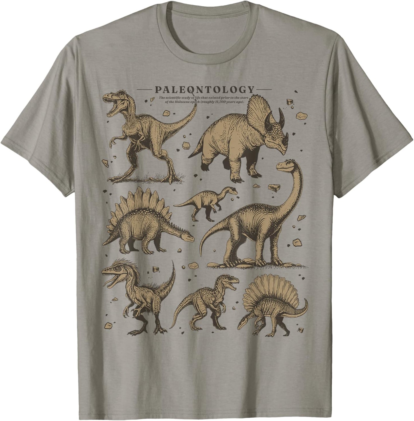 Paleontology Dinosaur Nerdy Science Teacher Vintage Graphic T-Shirt - T-Shirt | Sand