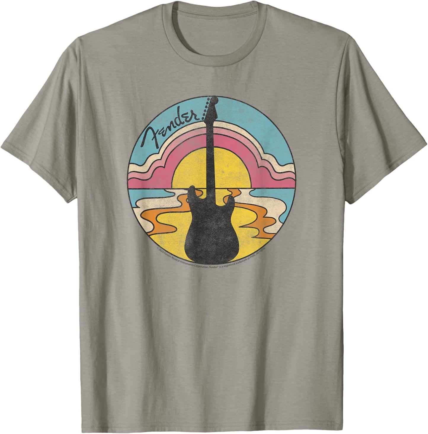 Fender Beach Guitar Sunset Outline T-Shirt - T-Shirt | Sand