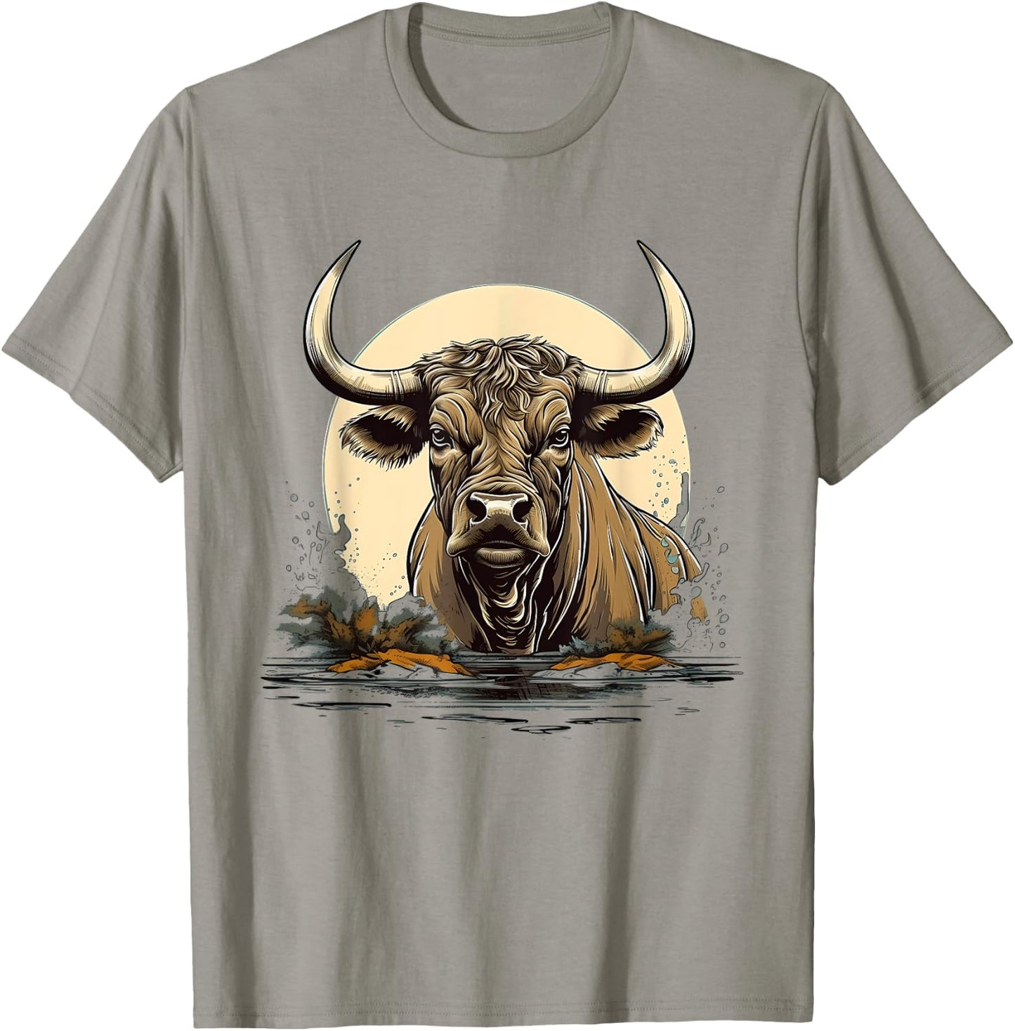 Retro Style Water Buffalo T-Shirt - T-Shirt | Sand