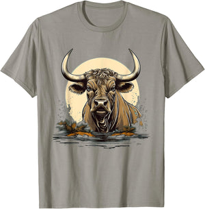 Retro Style Water Buffalo T-Shirt - T-Shirt | Sand