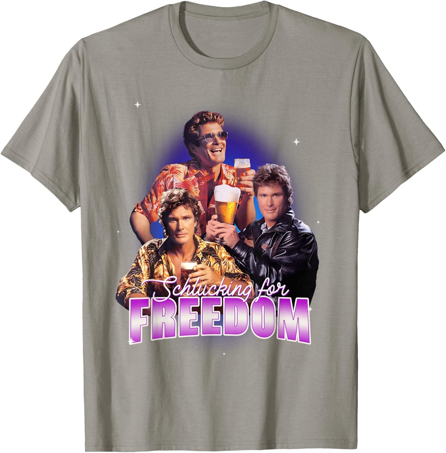 Swallowing for Freedom X Retro Beer Lovers , White T-Shirt - T-Shirt | Sand