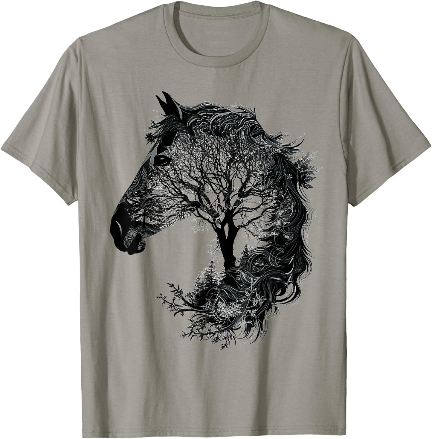 Horse Animal Nature Zoo Drawing Art Abstract Horse , white, S T-Shirt - T-Shirt | Sand