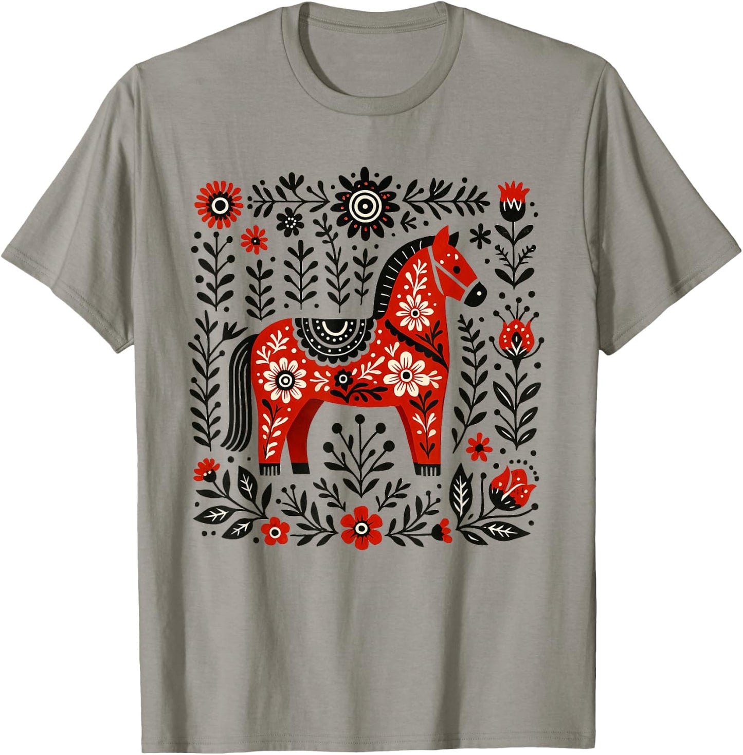 Dala Horse Swedish Heritage Sweden Nordic Scandinavian T-Shirt - T-Shirt | Sand