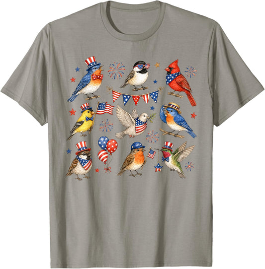 Patriotic Bird Lover Bird Watching 4th of July Independence T-Shirt - T-Shirt | Sand