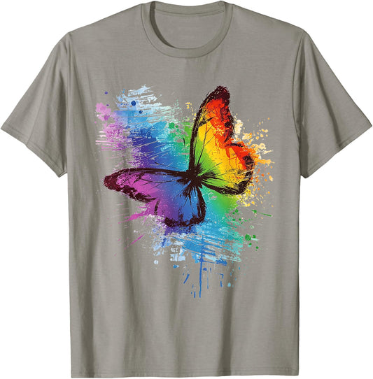 Butterfly Animal Colorful Zoo Painting Abstract Butterfly T-Shirt - T-Shirt | Sand
