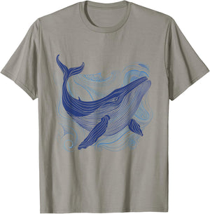 Blue Whale 52 Hz Leaping Over Rainbow Waves T-Shirt - T-Shirt | Sand