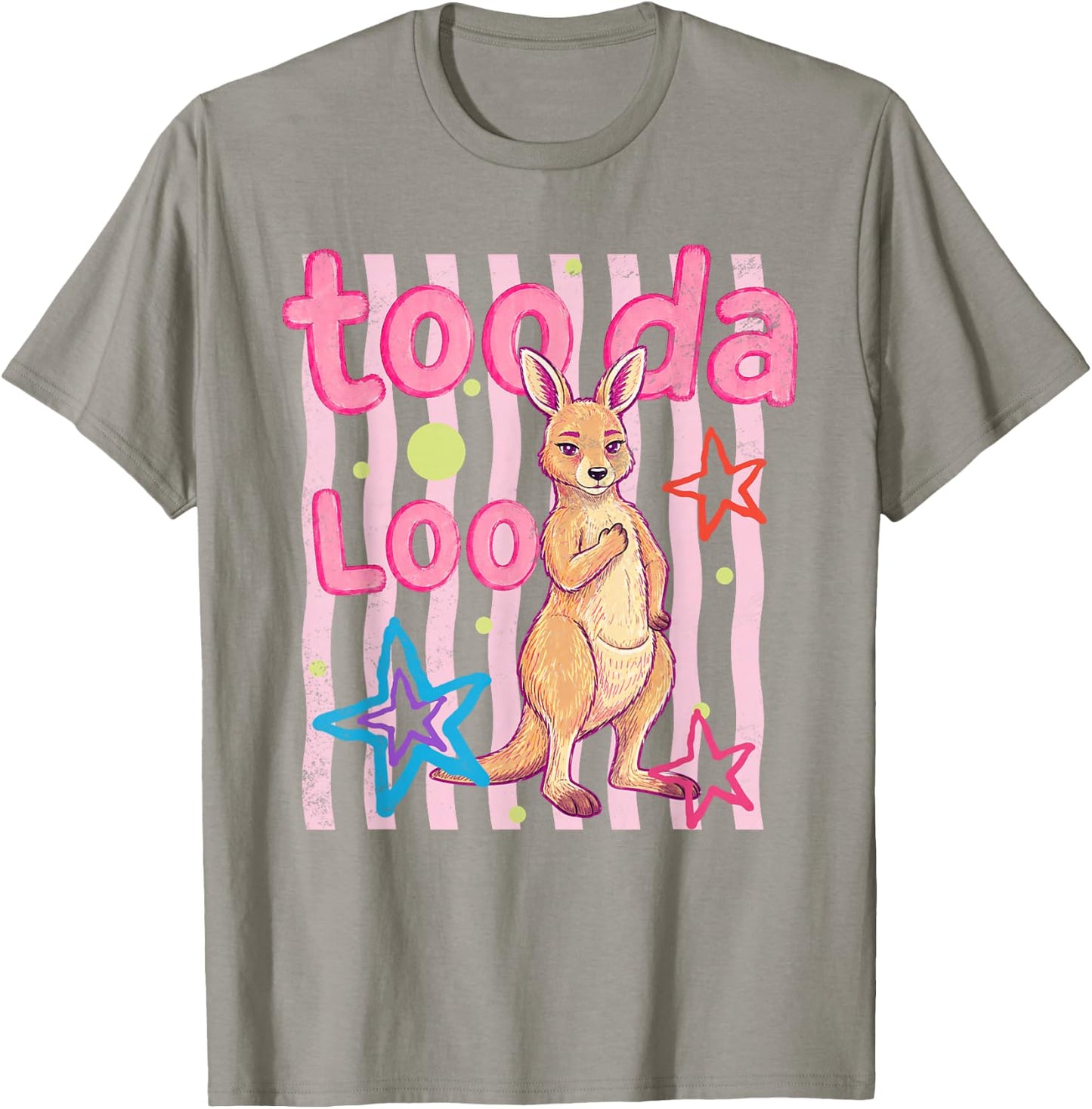 Cute Kangaroo Tooda Loo Cartoon Animal Design T-Shirt - T-Shirt | Sand
