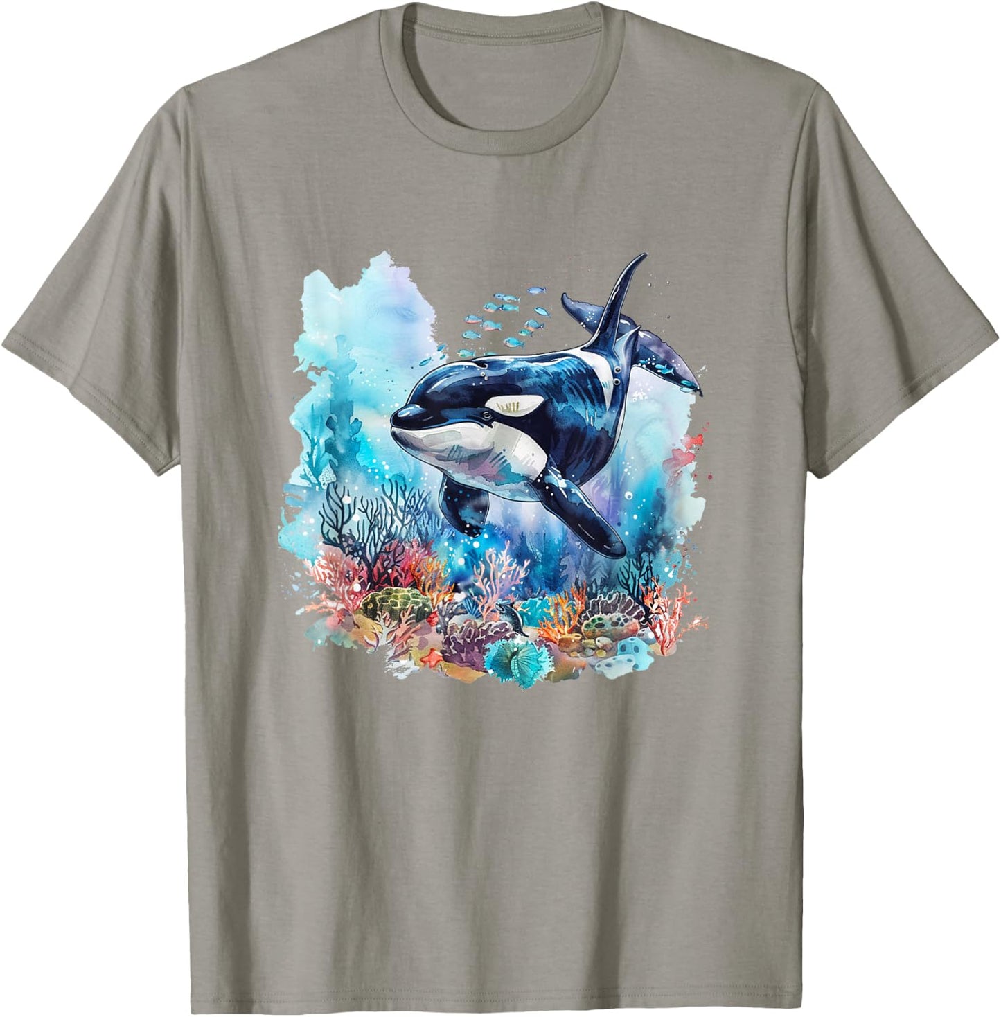 Orca t featuring Watercolor Orca T-Shirt - T-Shirt | Sand