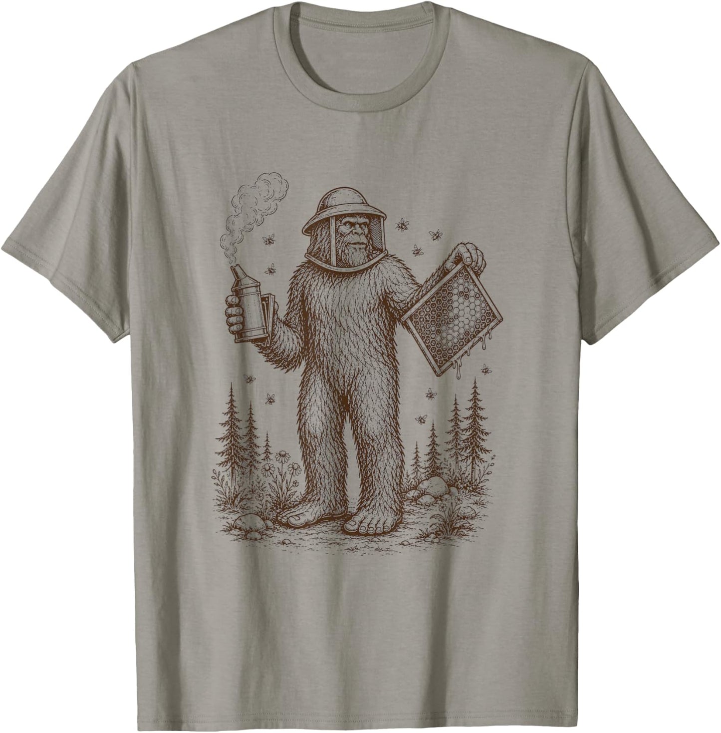 Bigfoot Beekeeper Beekeeping Sasquatch Apiarist Honey Lover T-Shirt - T-Shirt | Sand
