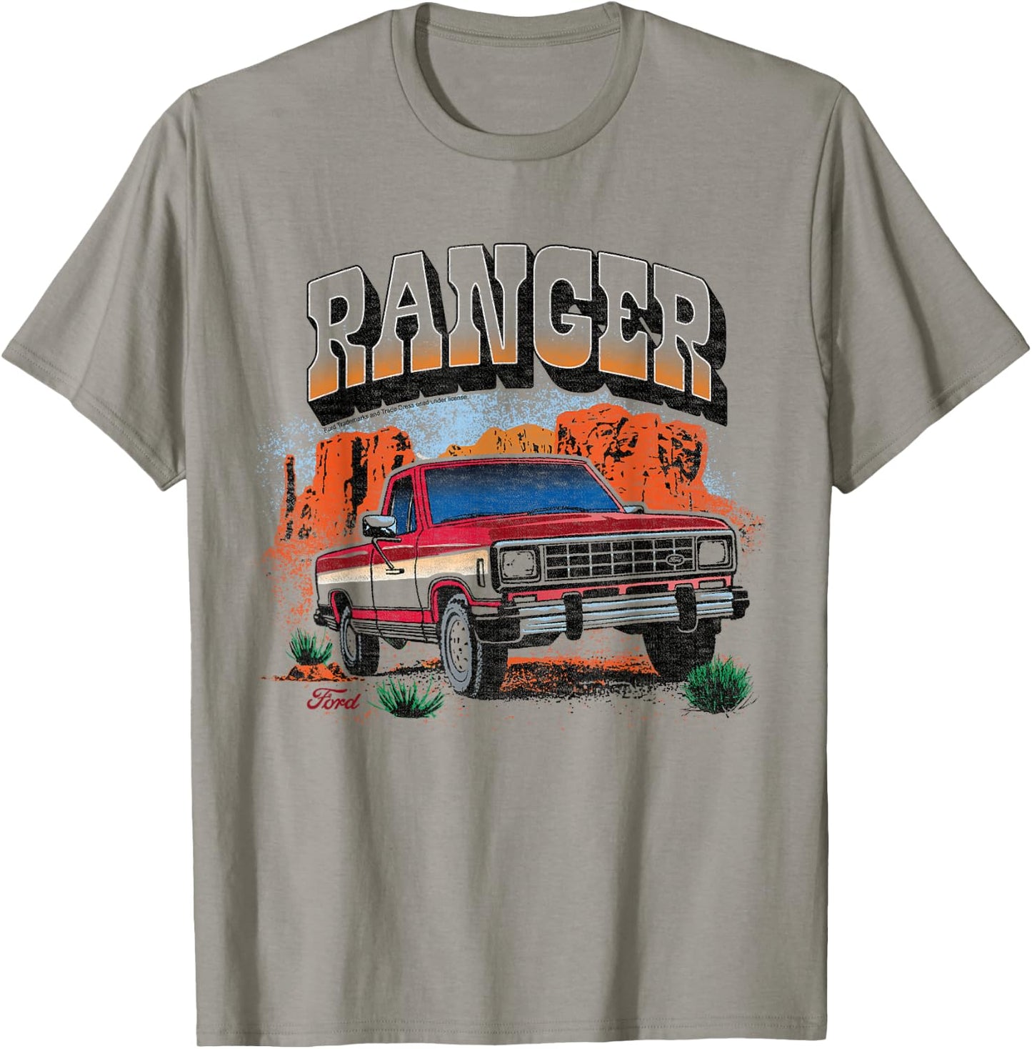 Ford - Ranger Truck 1983 Outdoor Desert Mountain Landscape , White T-Shirt - T-Shirt | Sand
