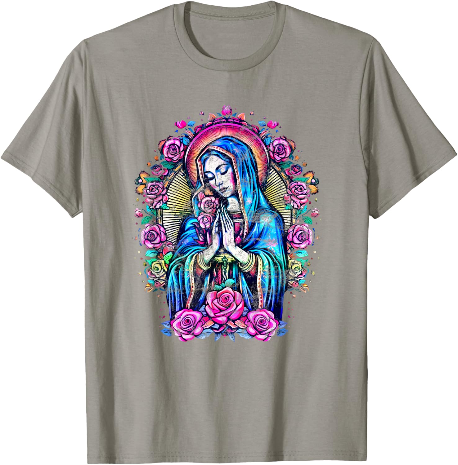 Praying Mary with roses, Christianity, Our Lady of Guadalupe T-Shirt - T-Shirt | Sand