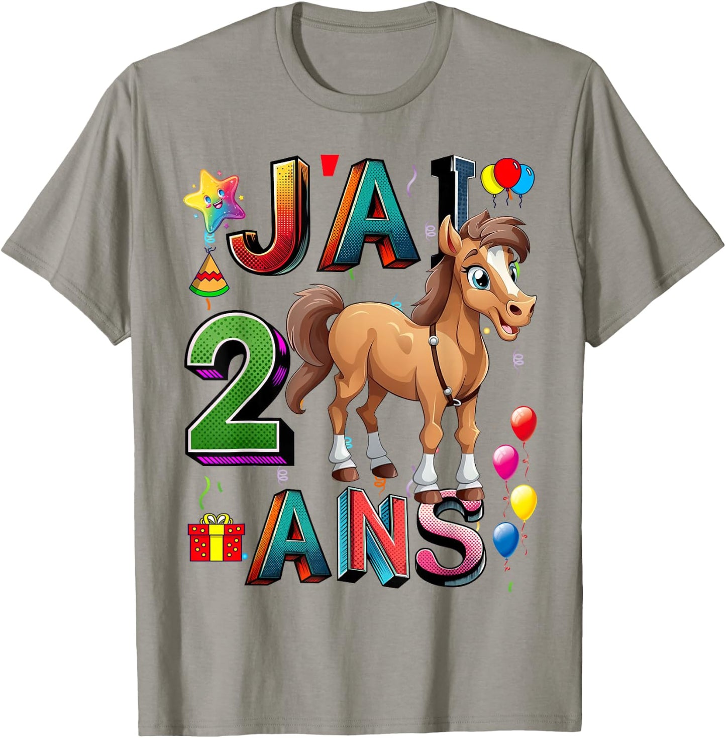 Child Horse Child 2 Years Birthday Boy Girl Horse , white, S T-Shirt - T-Shirt | Sand