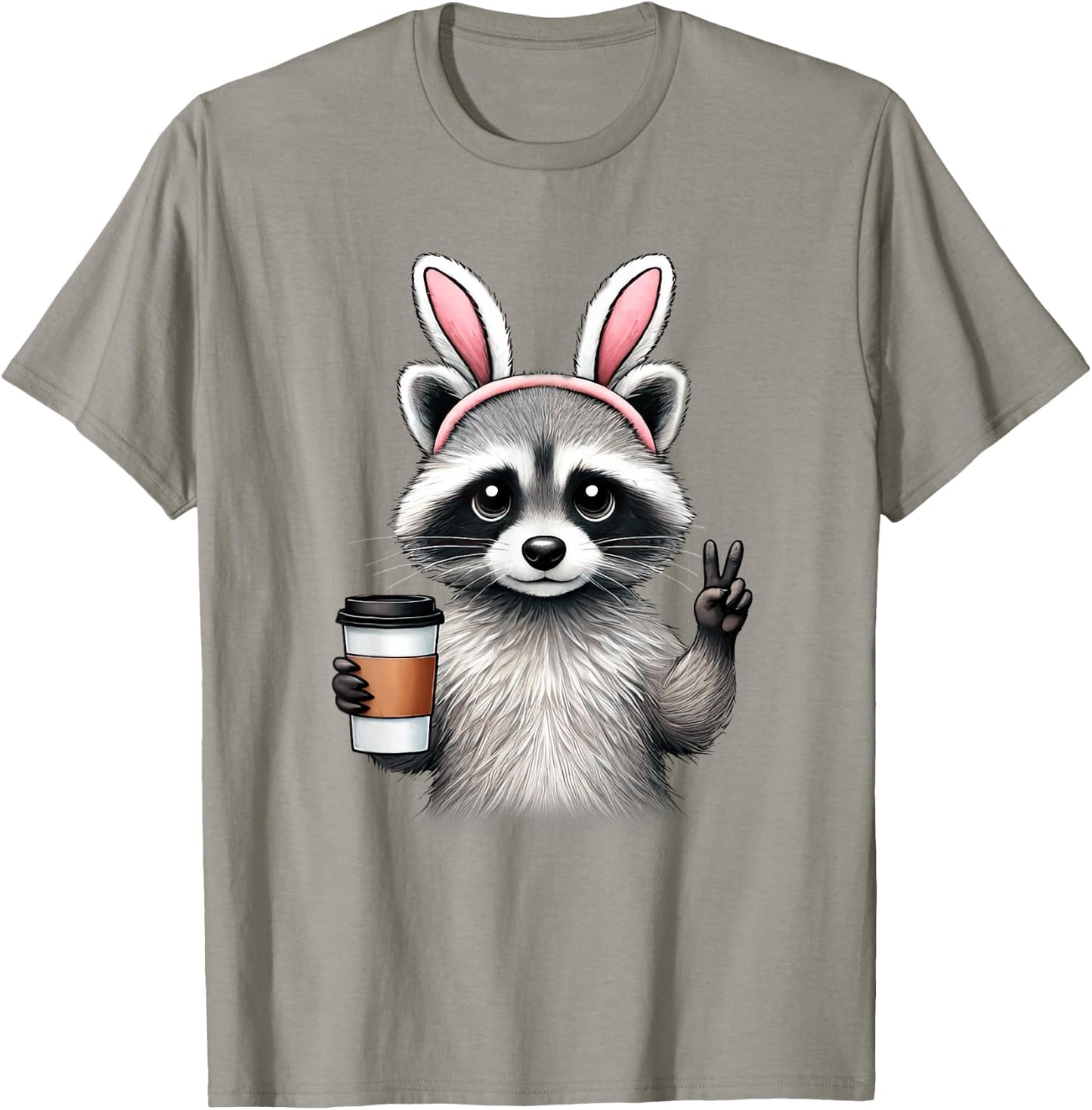 Happy Easter Bunny Raccoon Eggs Basket Women Teen Girl Kid T-Shirt - T-Shirt | Sand