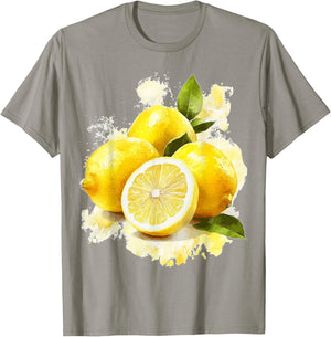 Lemon Fruit Motif Artwork Lemon , White T-Shirt - T-Shirt | Sand