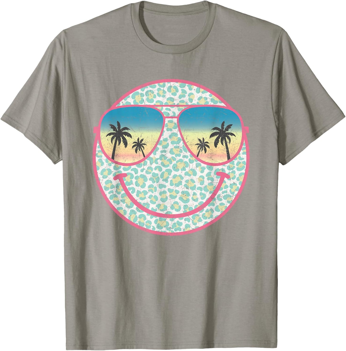 Palm Tree Smile Beach Summer Cute Happy Peace Smiling Face Women Kids T-Shirt - T-Shirt | Sand
