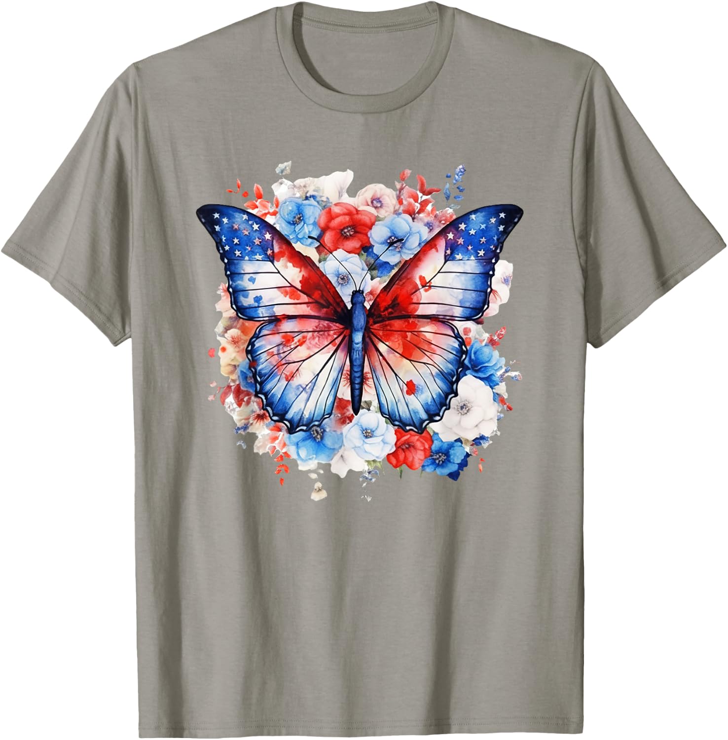 USA American flag Butterfly Beautiful Nature Lover July 4th Kids Men T-Shirt - T-Shirt | Sand