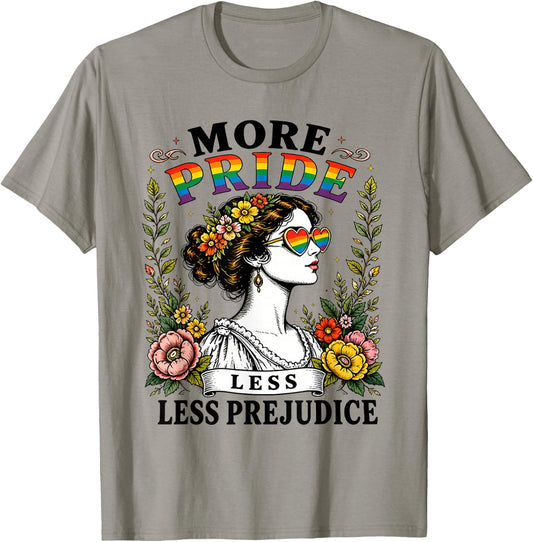 More Pride Less Prejudice Rainbow Heart Vintage Equality T-Shirt - T-Shirt | Sand
