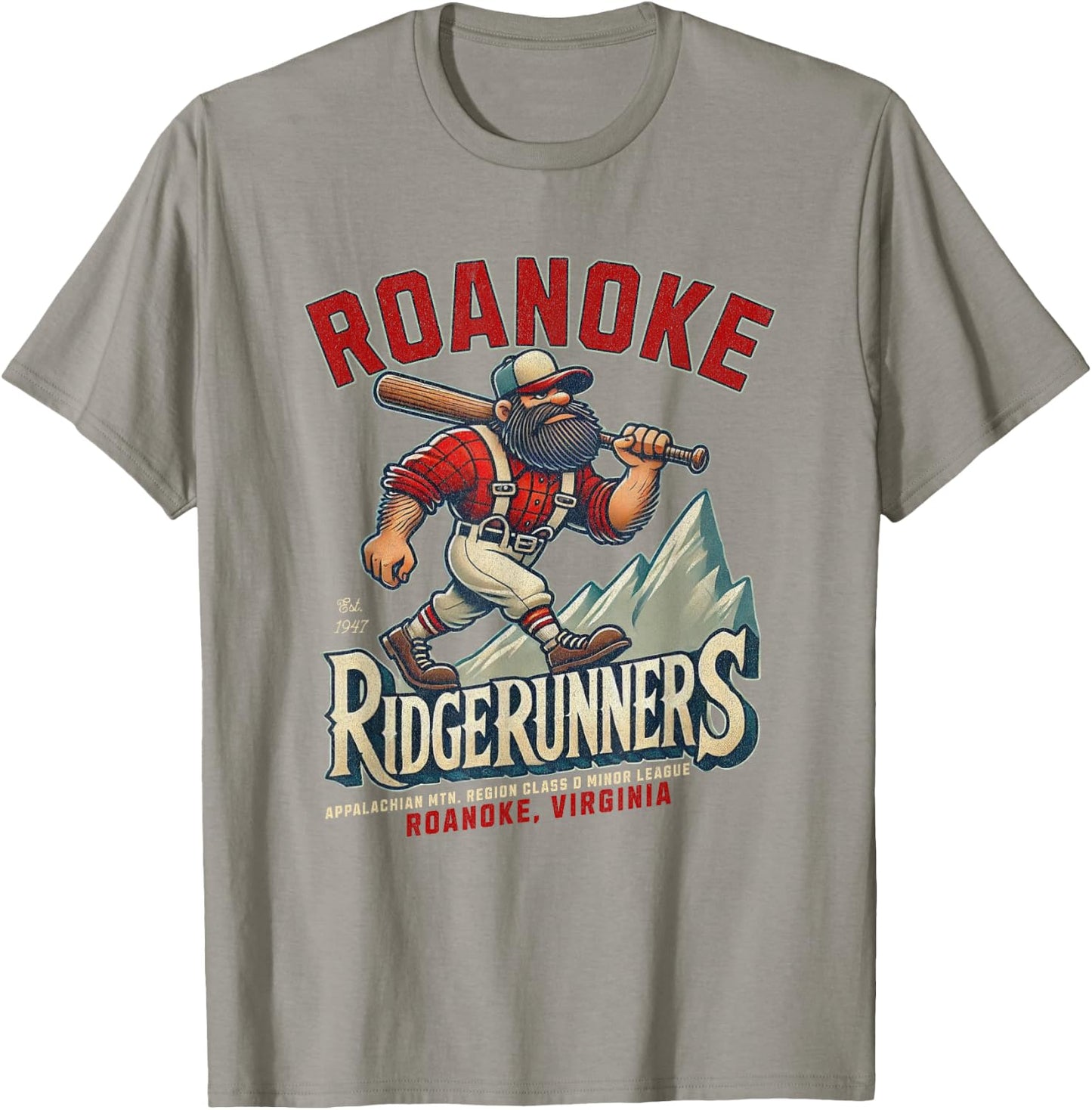Roanoke Ridgerunners Retro Baseball Team Design T-Shirt - T-Shirt | Sand