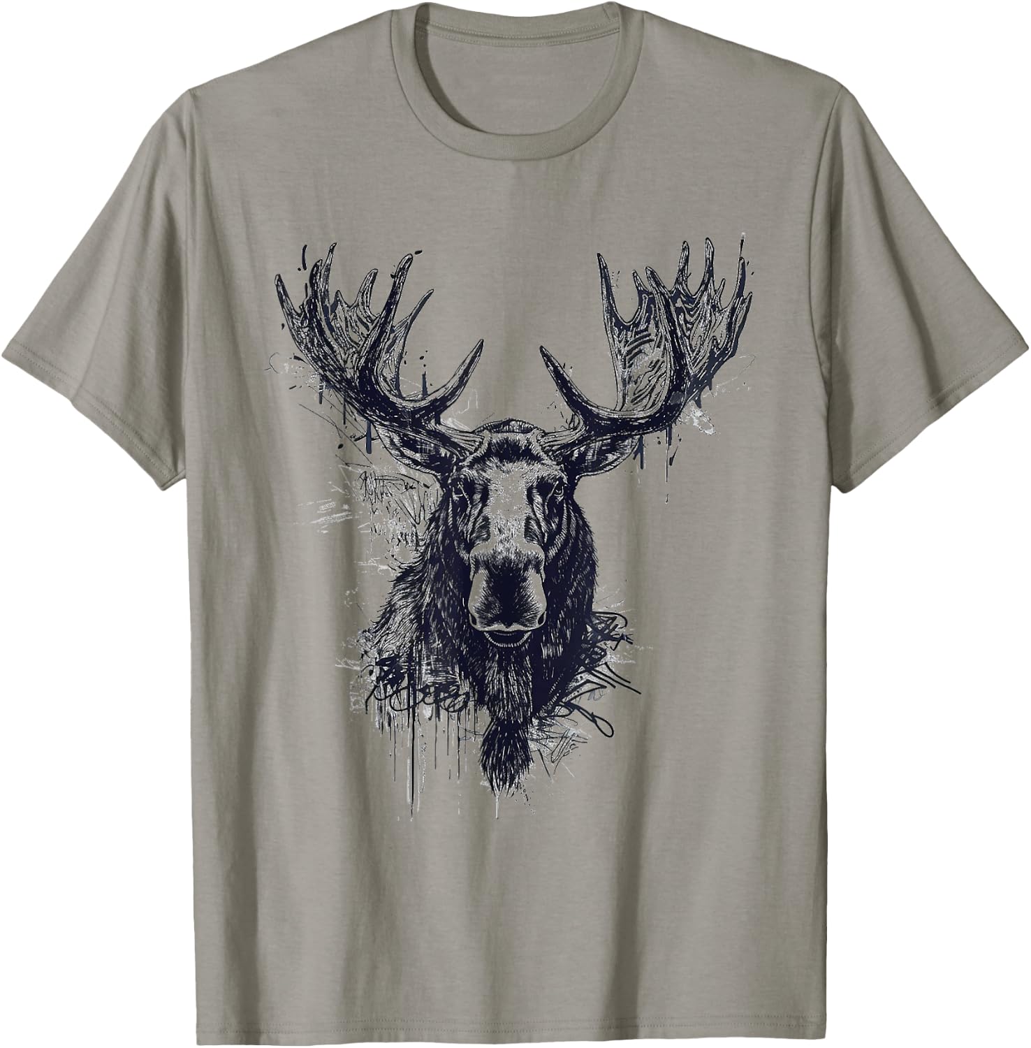 Elk Animal Print Zoo Drawing Illustration Abstract Elk , white, S T-Shirt - T-Shirt | Sand