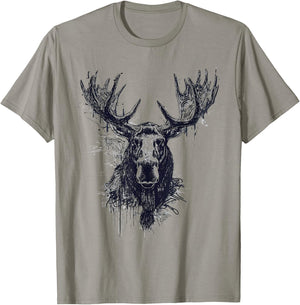Elk Animal Print Zoo Drawing Illustration Abstract Elk , white, S T-Shirt - T-Shirt | Sand