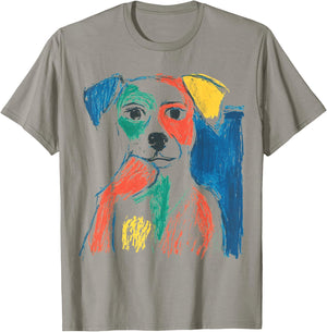 Colorful Abstract Graffiti Doodle Pop Art Dog Graphic T-Shirt - T-Shirt | Sand