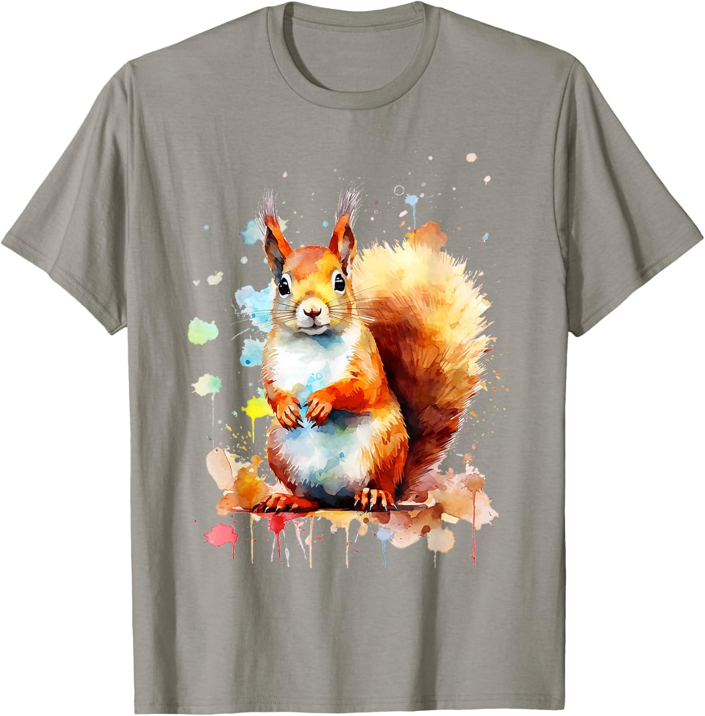 Squirrel Animal Abstract Motif Colourful Painting Squirrel , White T-Shirt - T-Shirt | Sand