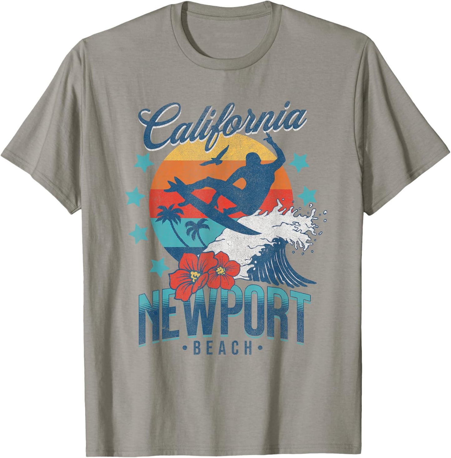 Newport Beach California Surfing Vintage Vacation Retro Surf T-Shirt - T-Shirt | Sand