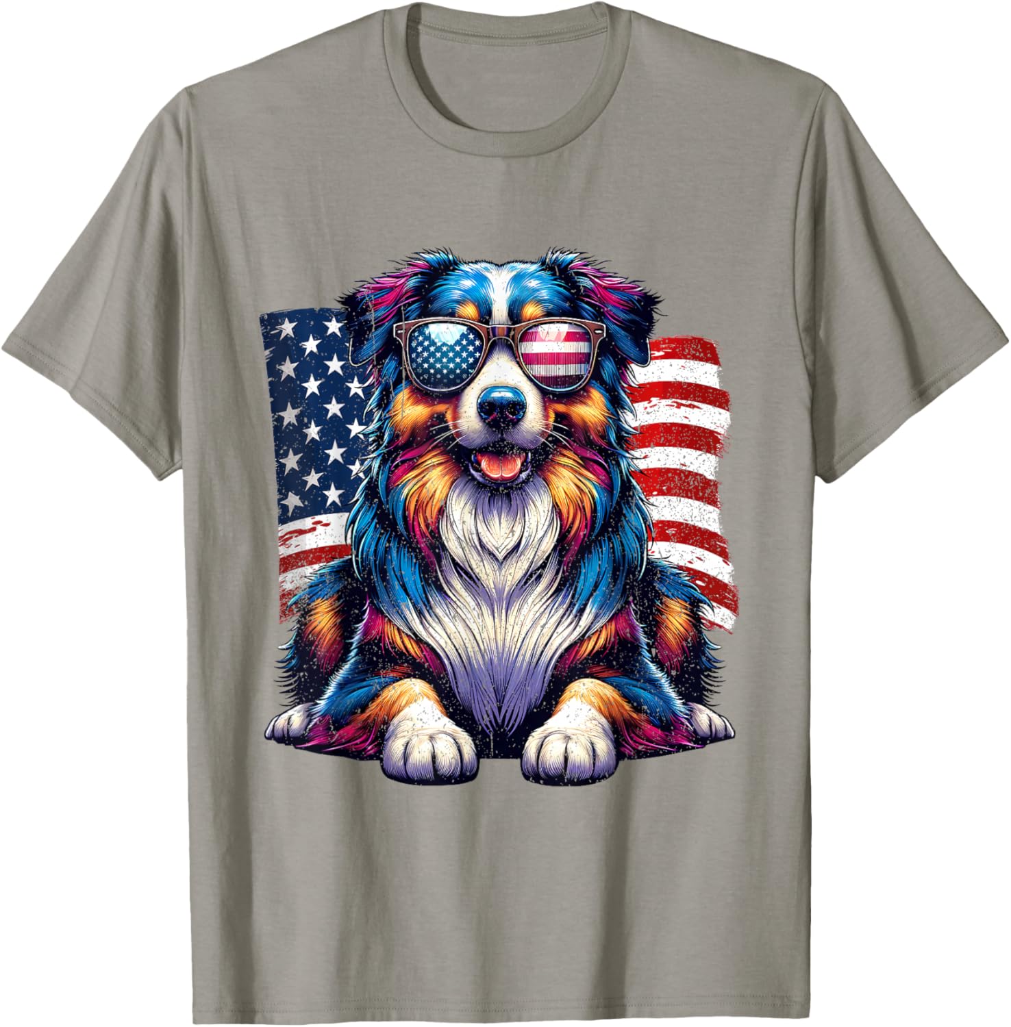 Vintage Awesome Australian Shepherd 4th of July US American T-Shirt - T-Shirt | Sand