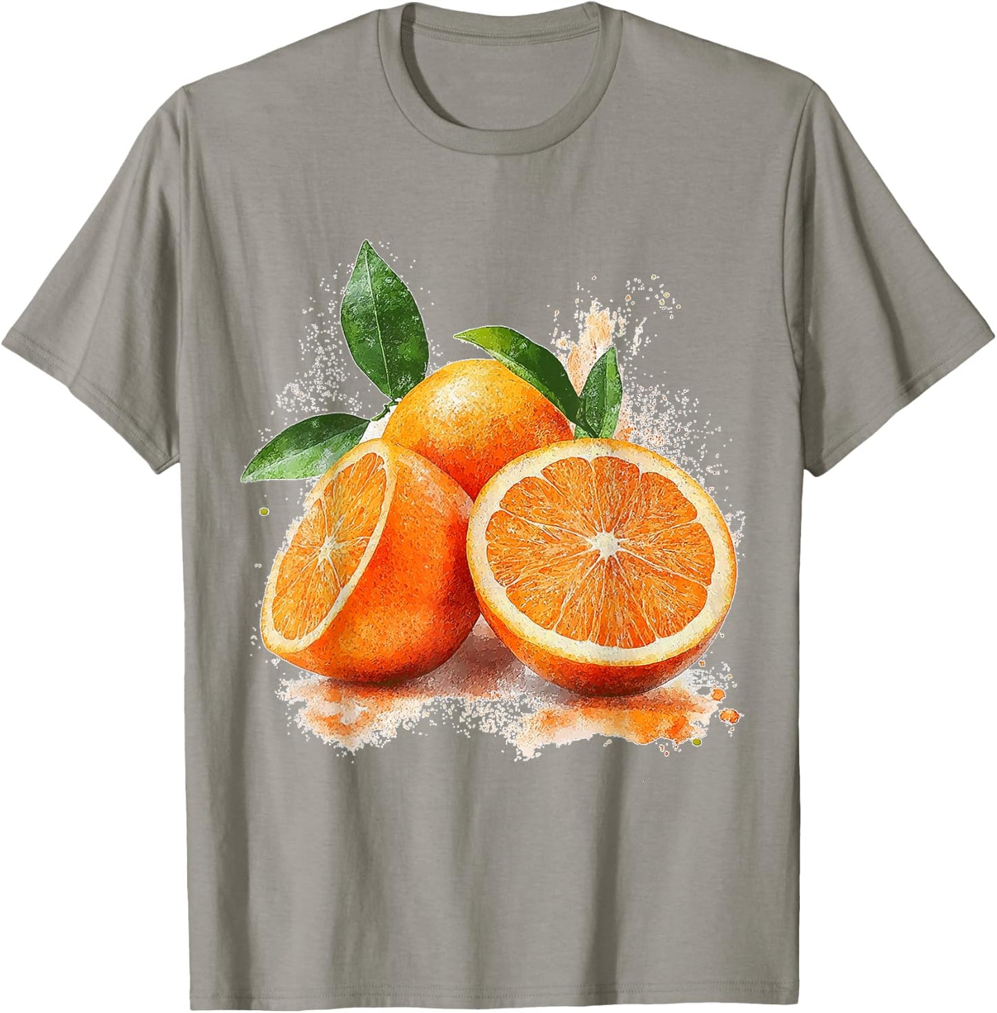 Orange Fruit Motif Watercolour Artwork Orange , White T-Shirt - T-Shirt | Sand