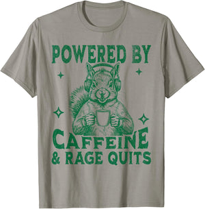 Funny Video Game and Coffee Gamer Squirrel Men and Women T-Shirt - T-Shirt | Sand