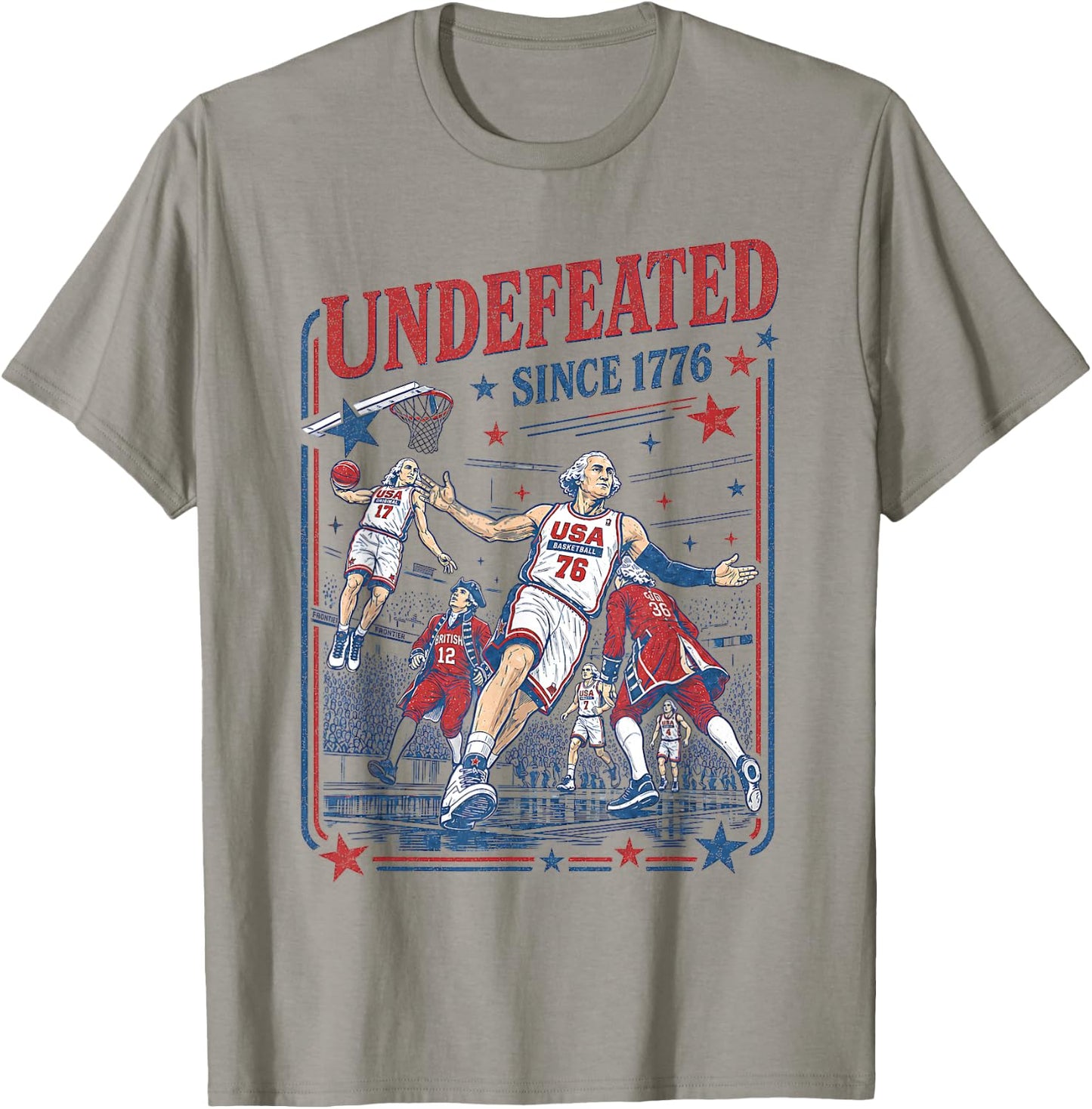 4th of July Basketball Undefeated Since 1776 250 Years T-Shirt - T-Shirt | Sand