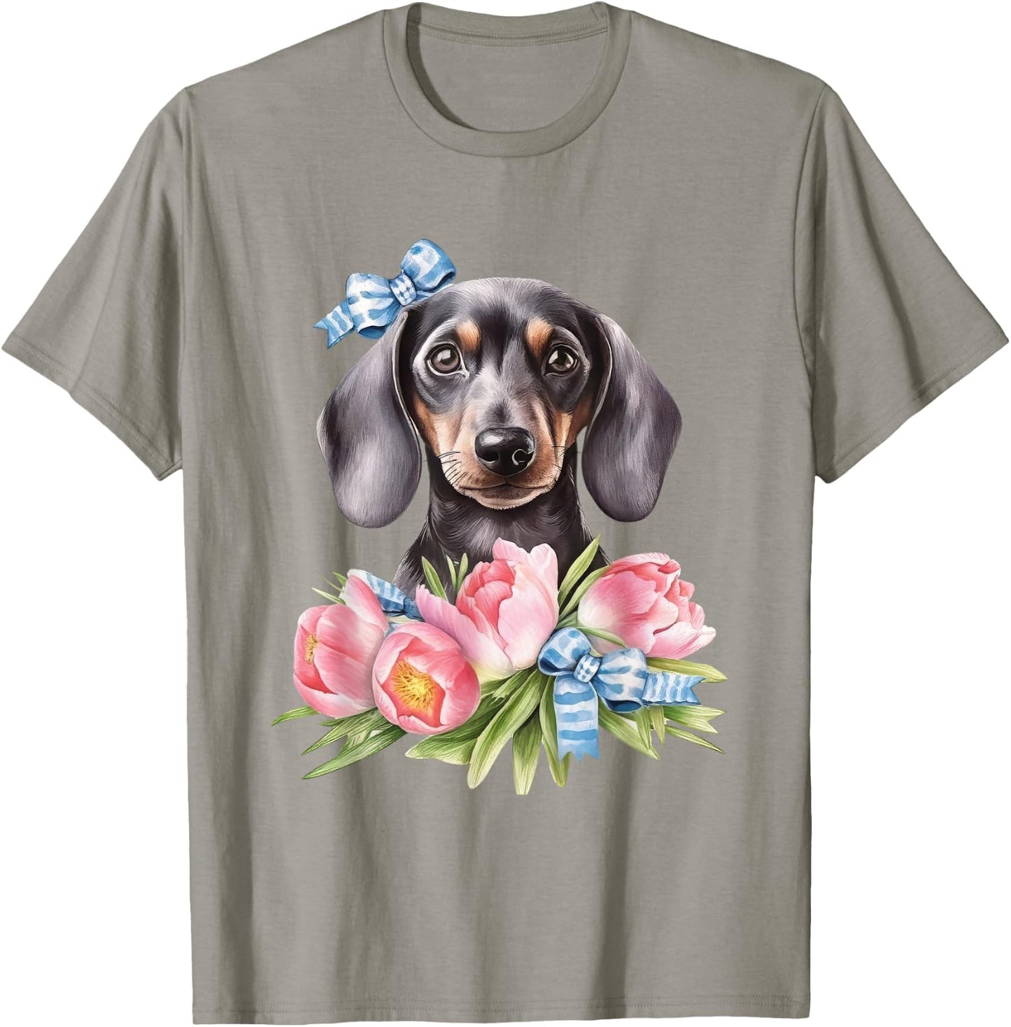 Floral Wildflower Wiener & Dachshund T-Shirt - T-Shirt | Sand