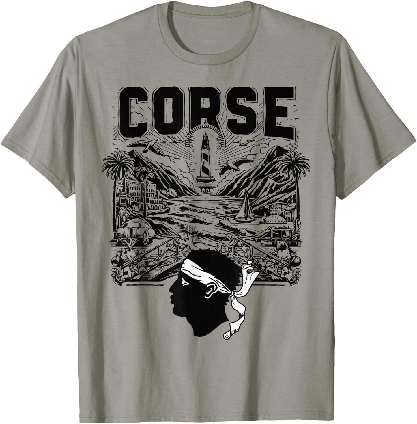 Beautiful Gift souvenir design Corsican flag symbol , white, S T-Shirt - T-Shirt | Sand
