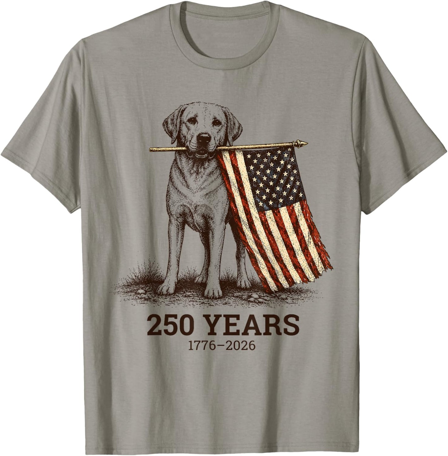 Vintage Labrador Patriotic Lab Dog 250 Years 1776 2026 T-Shirt - T-Shirt | Sand