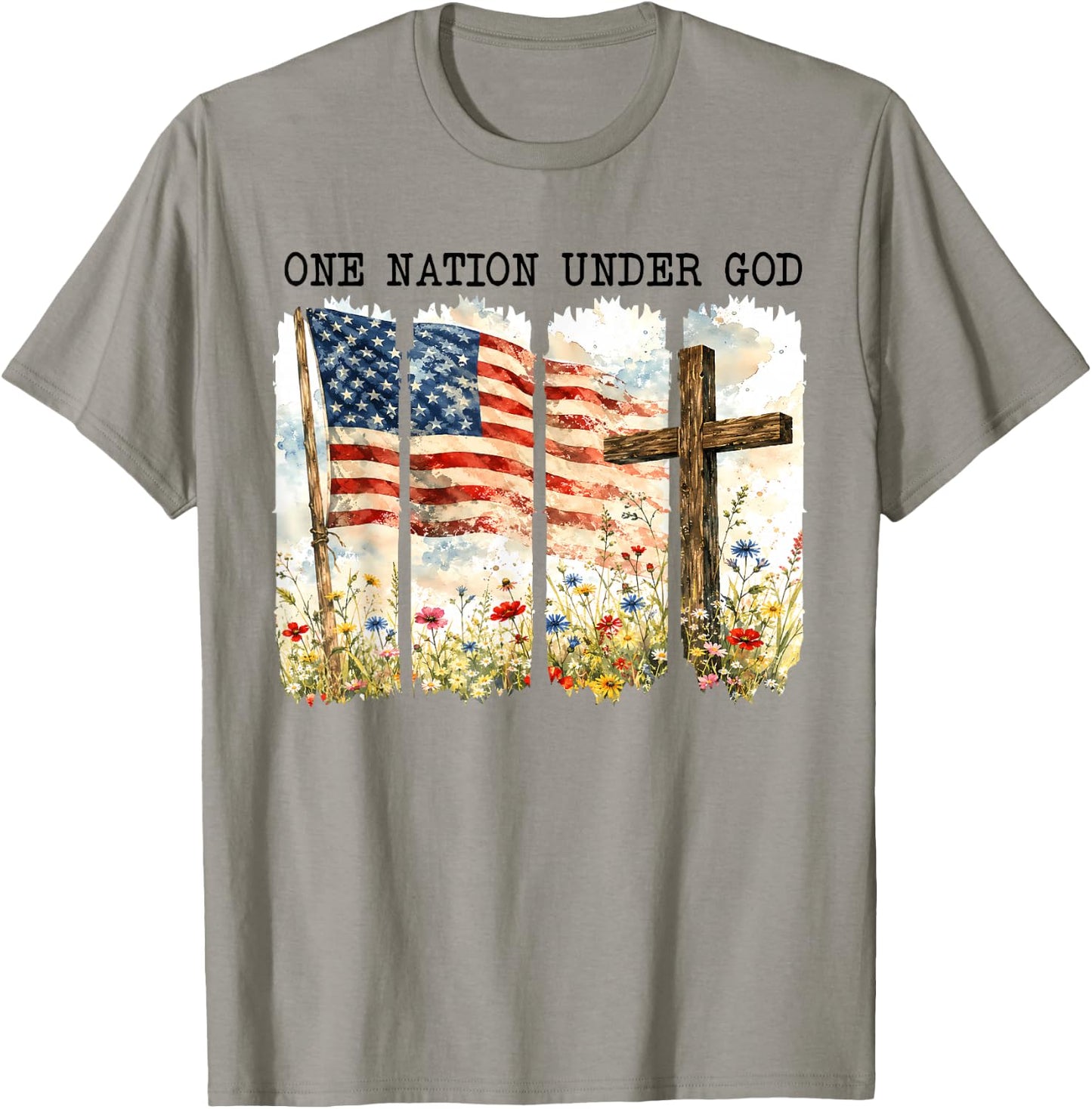 God Fourth of July Flag Jesus Patriotic Christian Men Women T-Shirt - T-Shirt | Sand