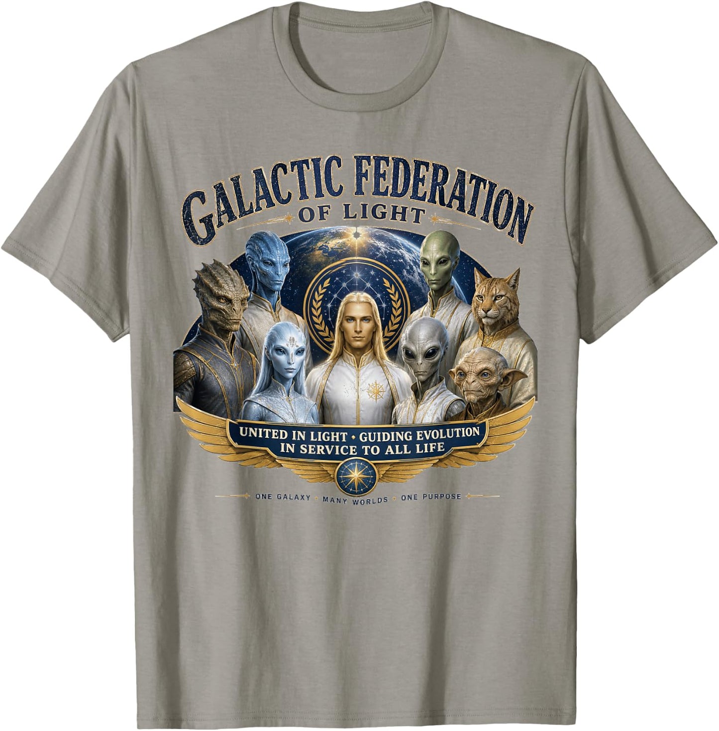 Galactic Federation of Light - Vintage Alien Federation T-Shirt - T-Shirt | Sand