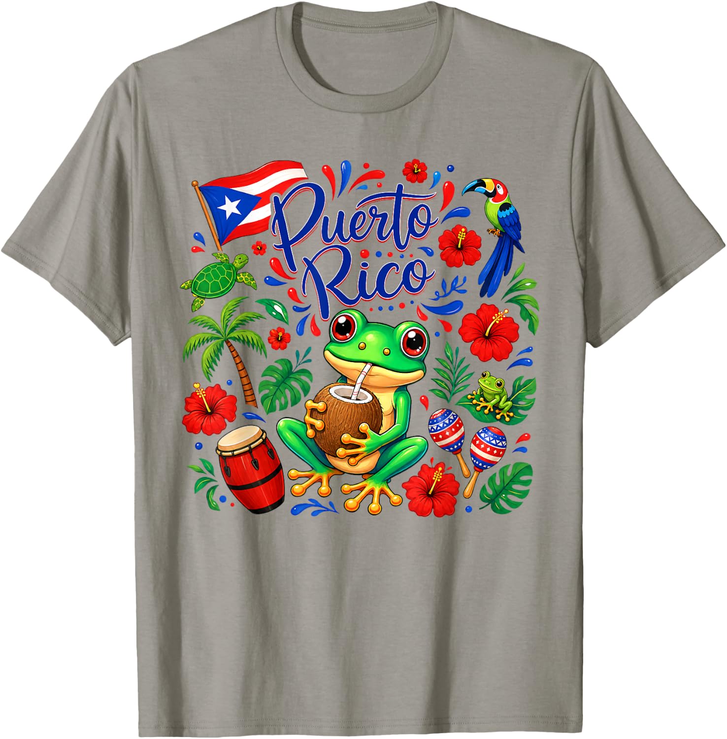 Hispanic Heritage Month Puerto Rico Coqui Frog Taino Symbol T-Shirt - T-Shirt | Sand