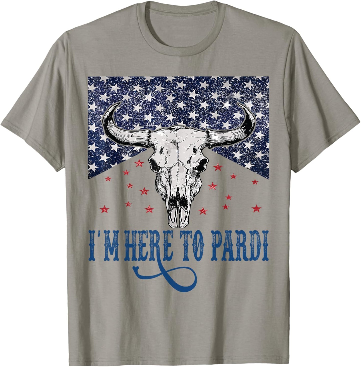 I'm Here to Pardi Vintage Retro Western Bull-Skull T-Shirt - T-Shirt | Sand