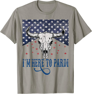 I'm Here to Pardi Vintage Retro Western Bull-Skull T-Shirt - T-Shirt | Sand