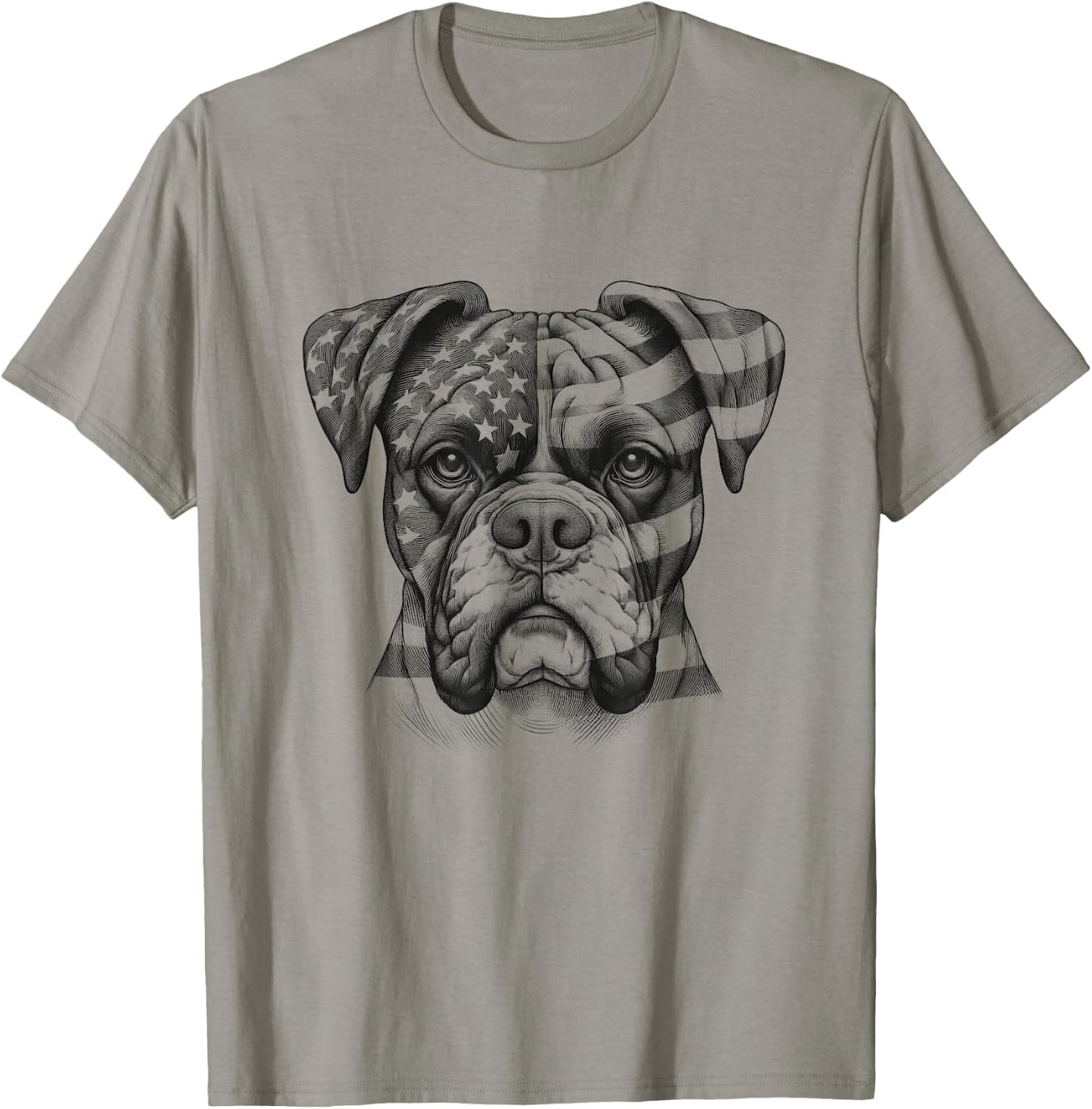 Boxer Dog American Flag USA 4th of July Design Idea T-Shirt - T-Shirt | Sand