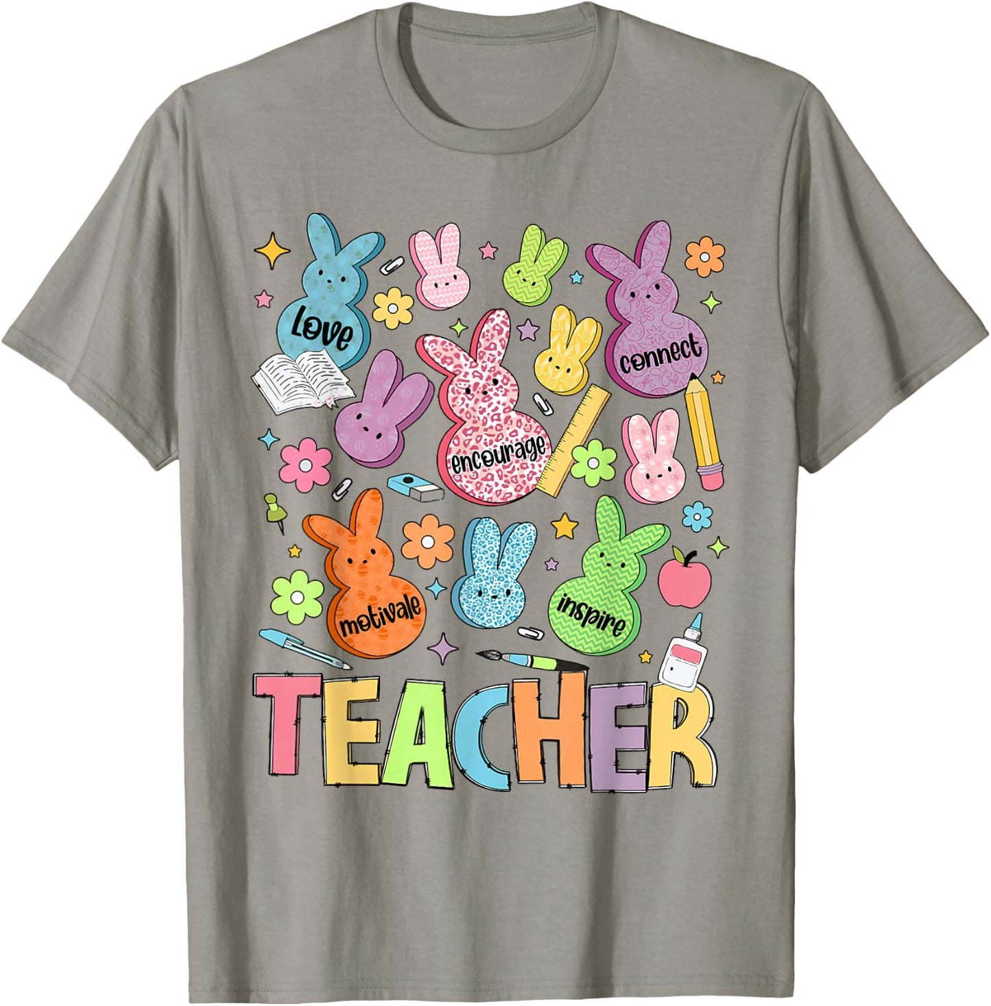Teacher of the Sweetest Bunny Easter Day Teaching T-Shirt - T-Shirt | Sand
