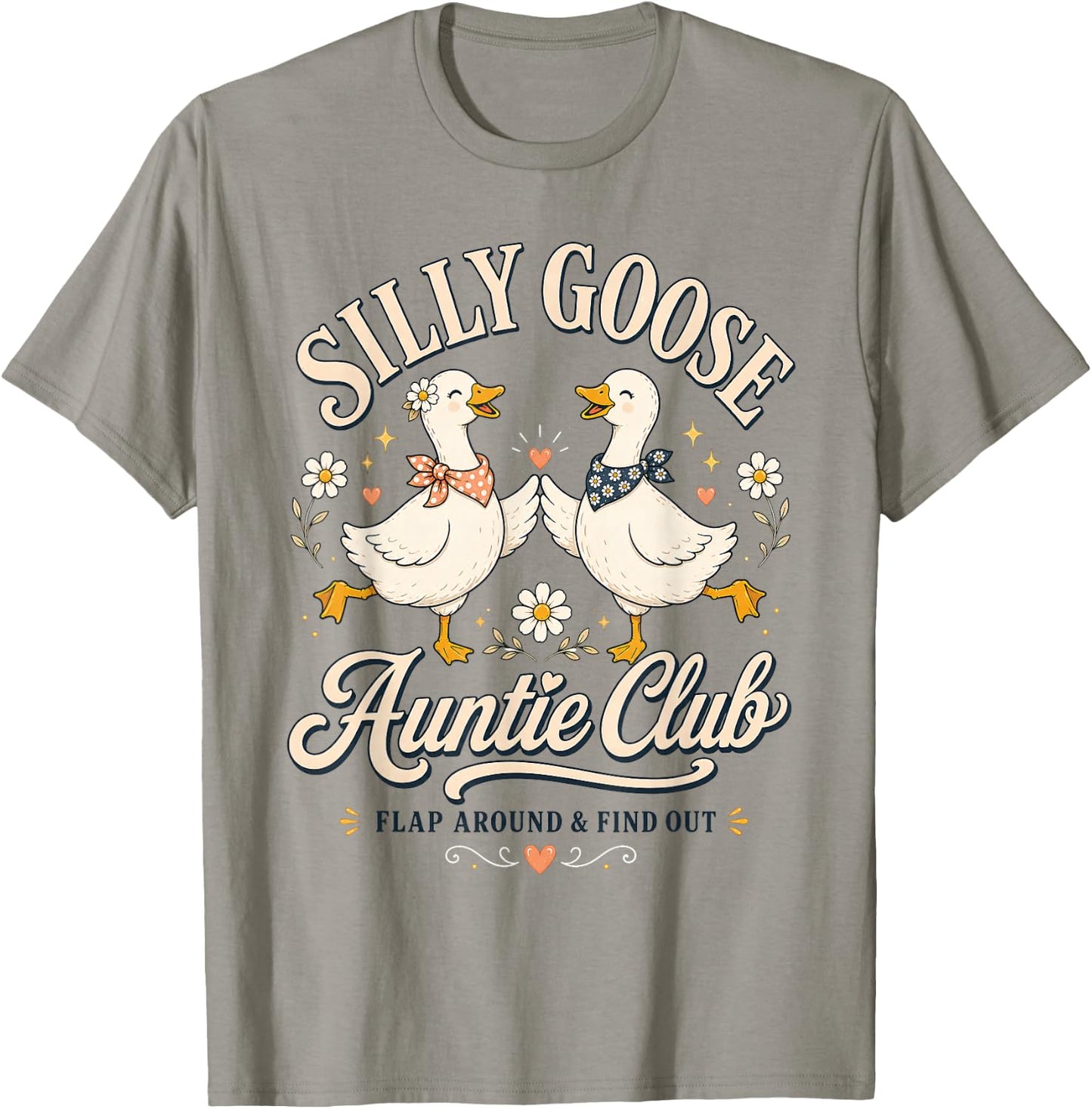 Cute Retro Silly Goose Auntie Club Funny Cool Aunt Auntie T-Shirt - T-Shirt | Sand