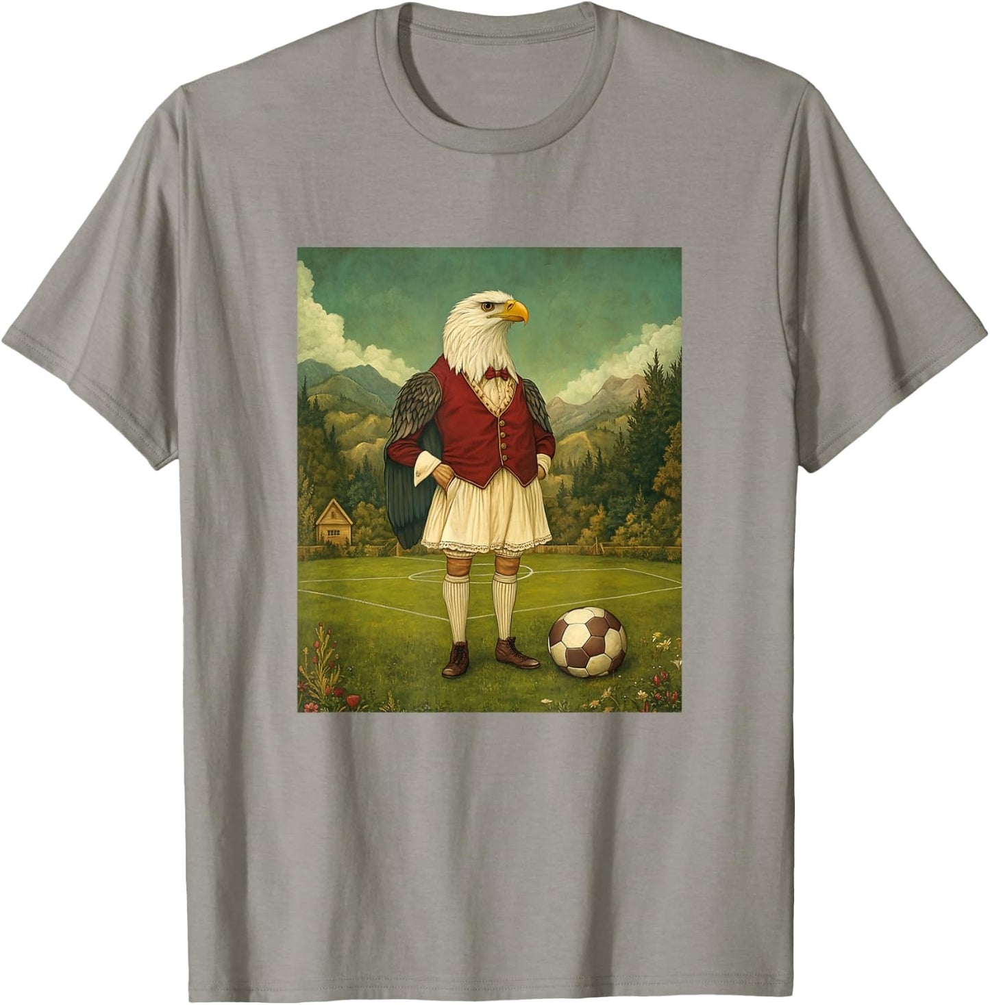 Funny Eagle Playing Soccer Graphic Weird Eagle T-Shirt - T-Shirt | Sand