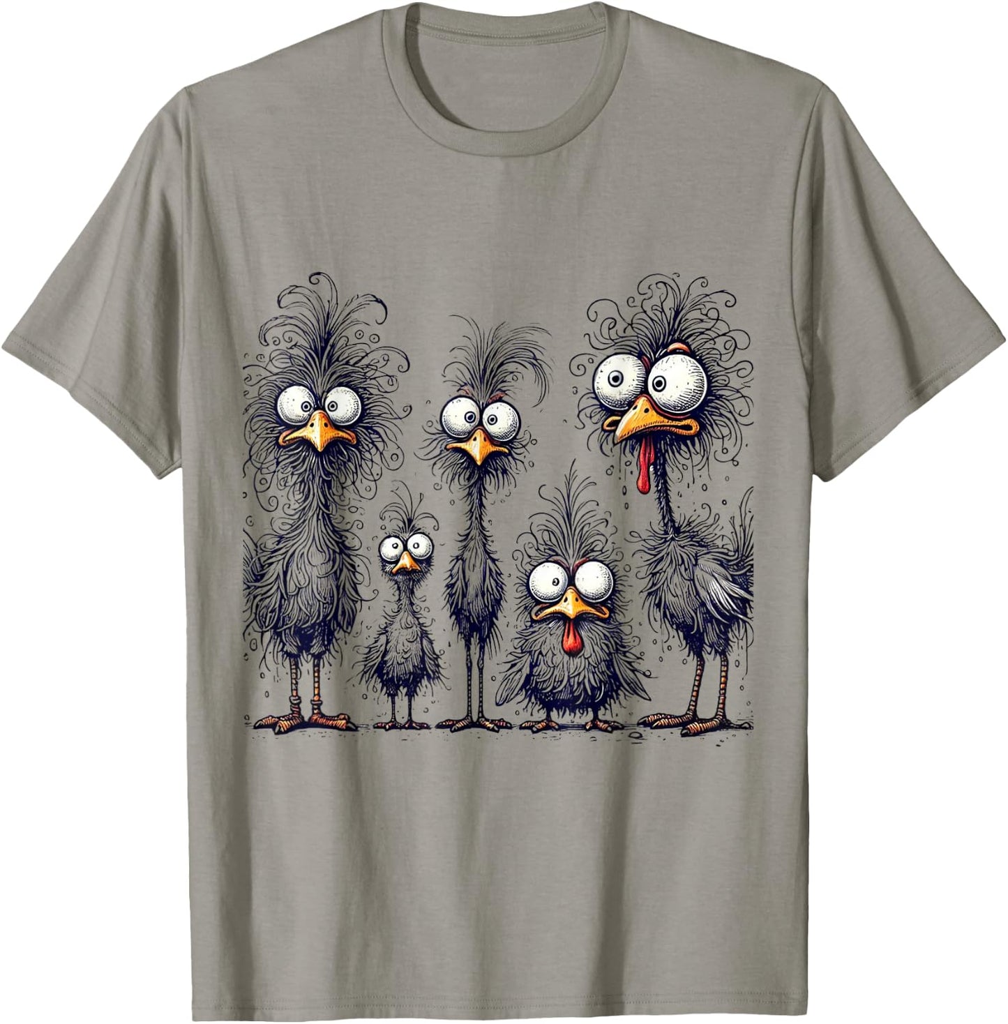 Crazy Chicken Family , gray T-Shirt - T-Shirt | Sand