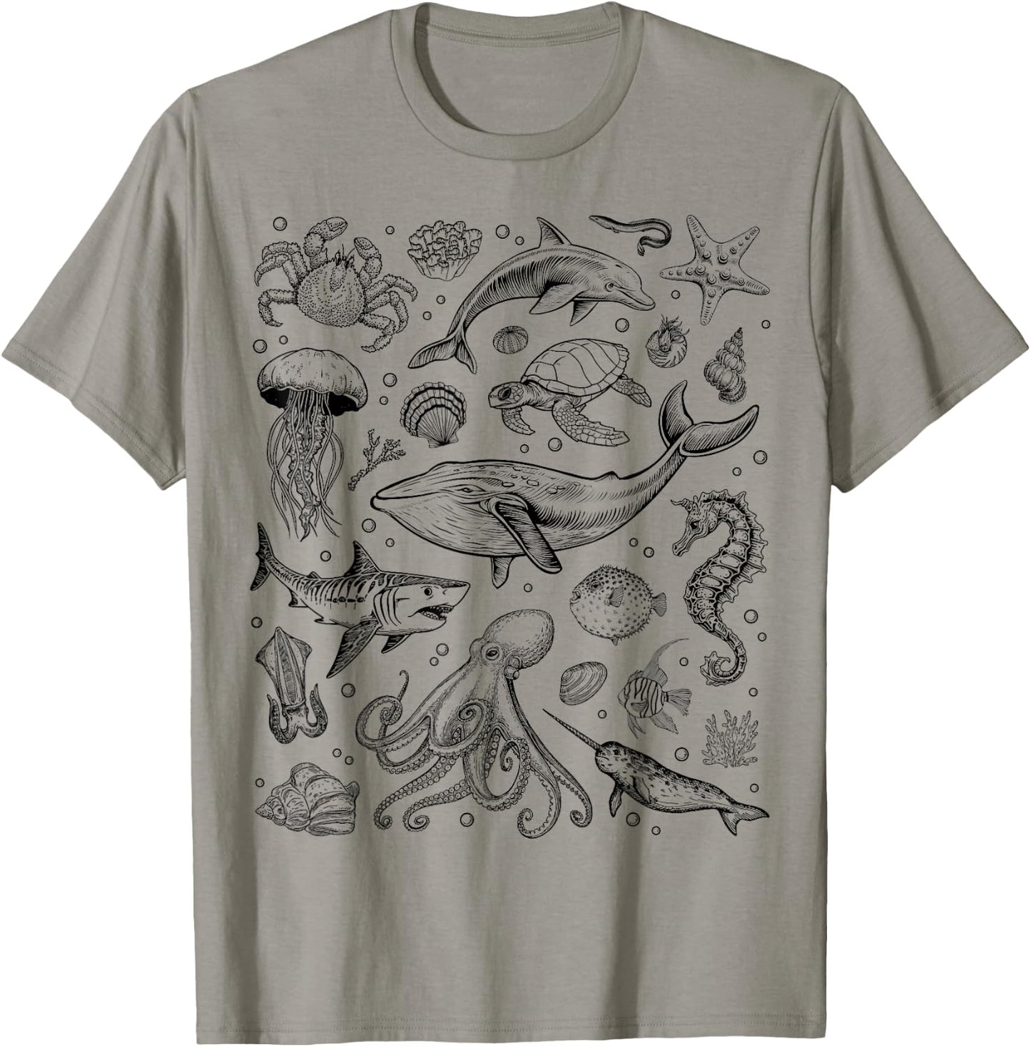 Ocean Life Dolphin Beach Fish 90s Vintage Graphic T-Shirt - T-Shirt | Sand