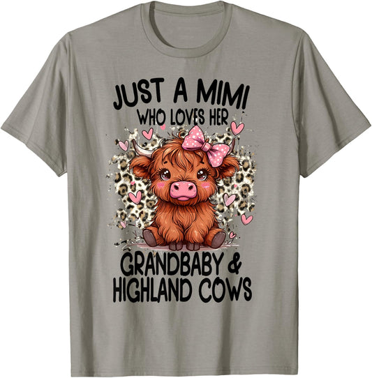 Just a MIMI loves her GRANDBABY & HIGHLAND COWS Graphic T-Shirt - T-Shirt | Sand