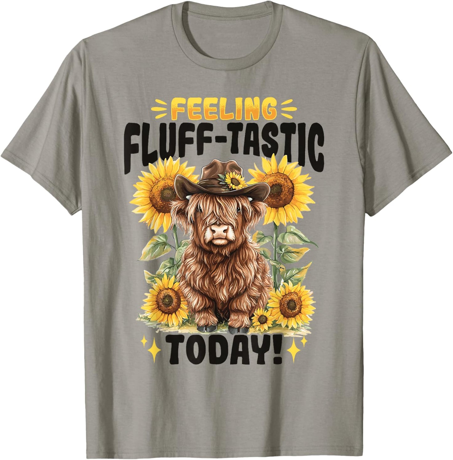 Scottish Highland Cow Feeling Fluff-tastic today! T-Shirt - T-Shirt | Sand