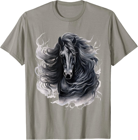 Horse Black Pony running Horses Horselover T-Shirt - T-Shirt | Sand