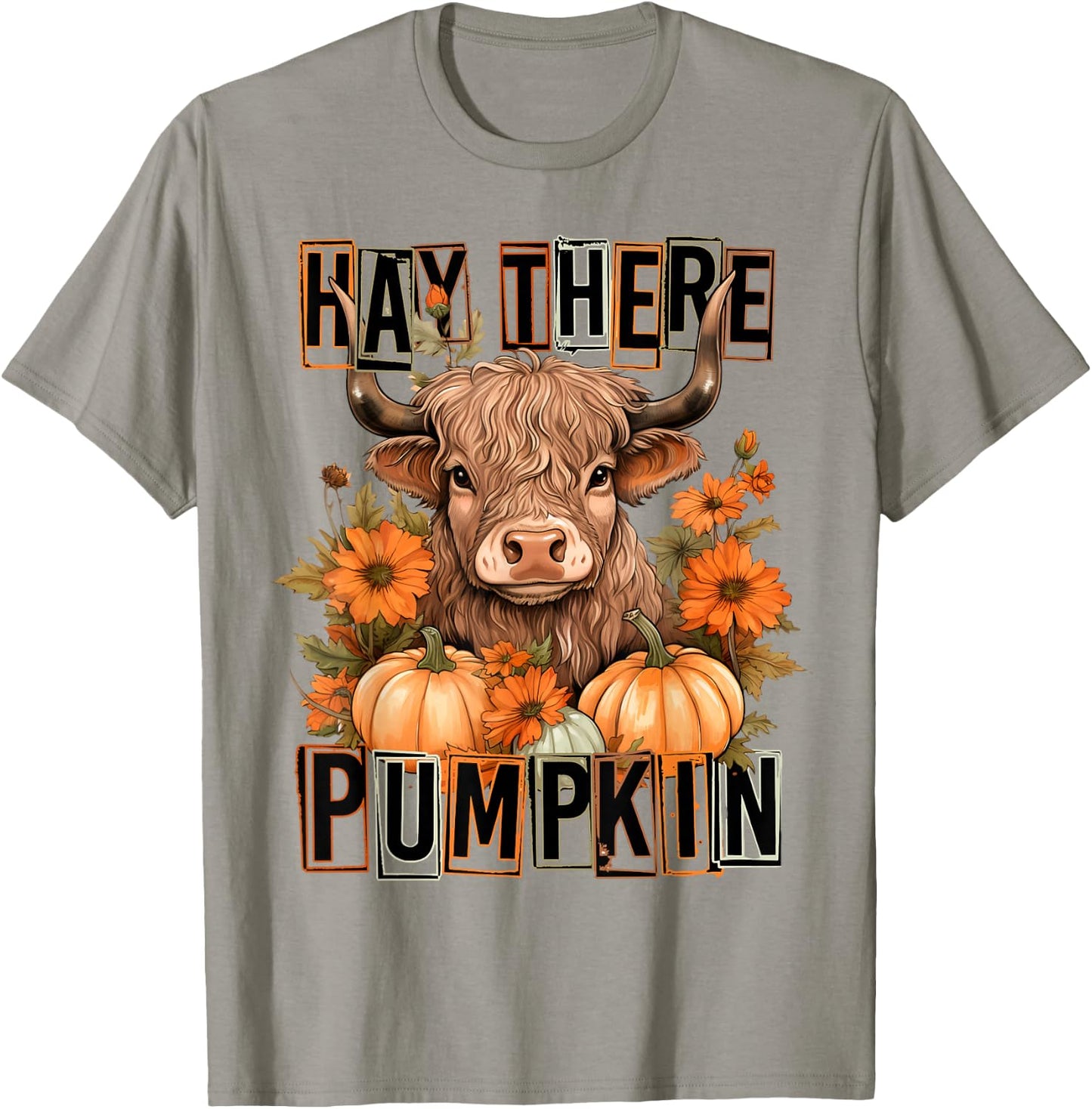 Hey There Pumpkin Fall Halloween Pumpkin Fall Highland Cow T-Shirt - T-Shirt | Sand