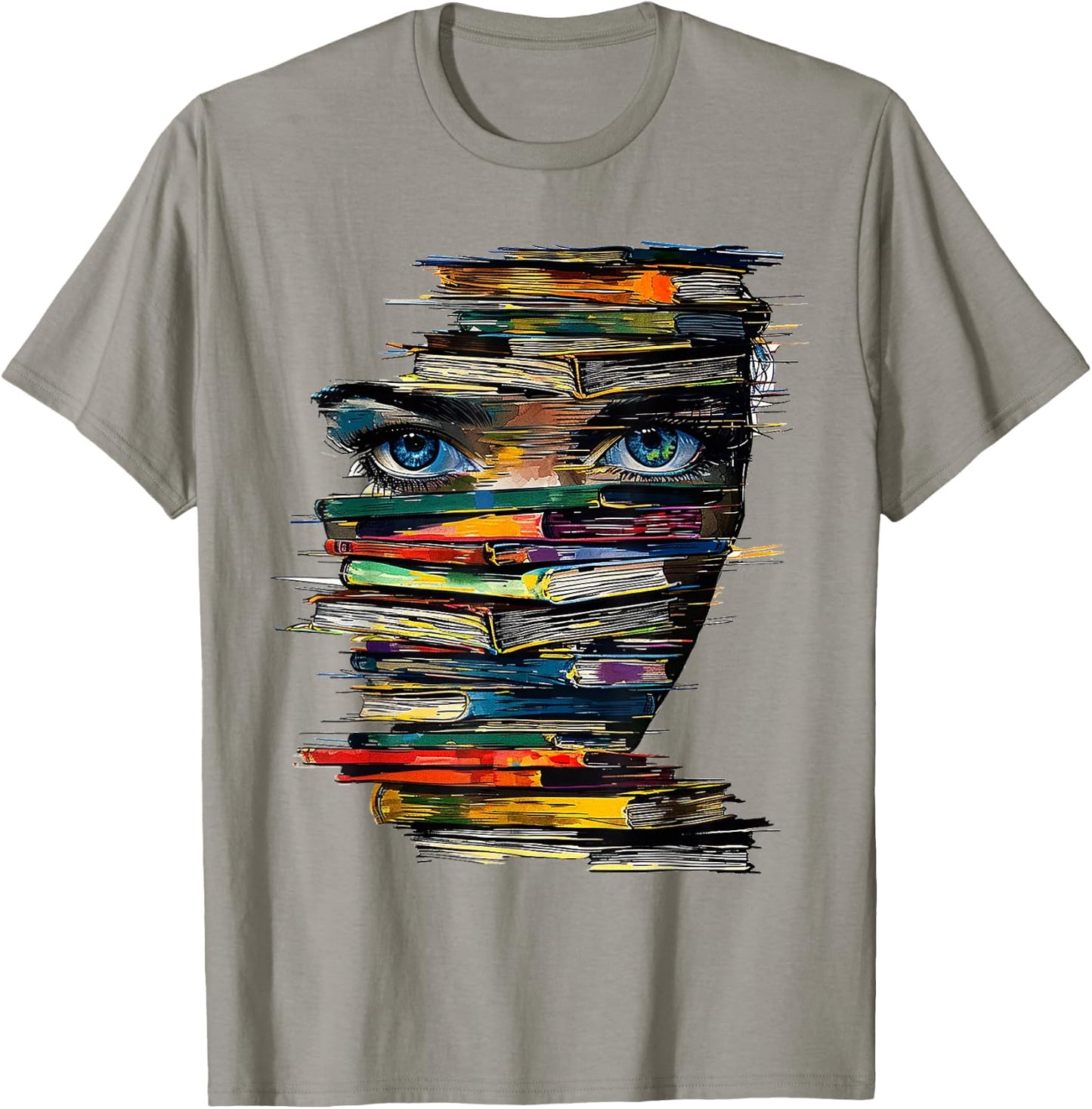 Book Women Graphic Art Colourful Eyes , White T-Shirt - T-Shirt | Sand